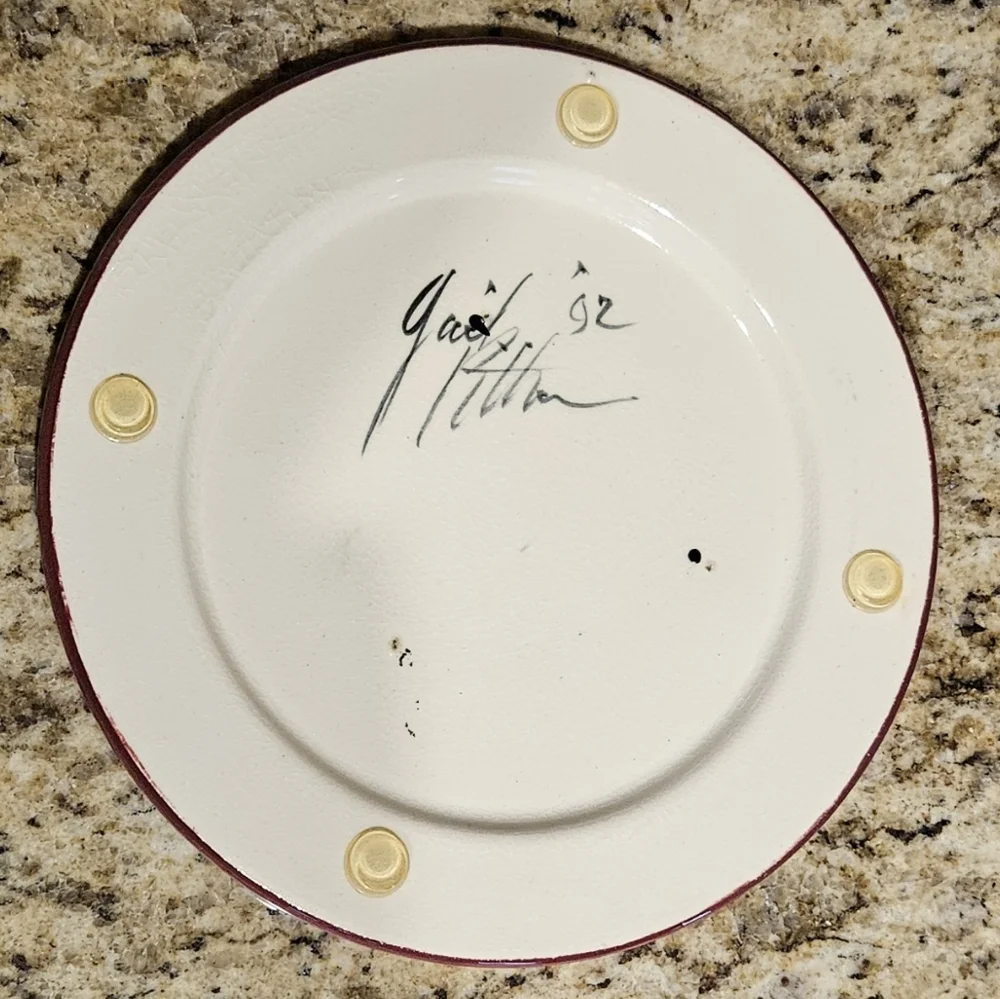 Vintage Gail Pittman Ceramic Grapevine Hand-Painted & Signed 1992 Trivet